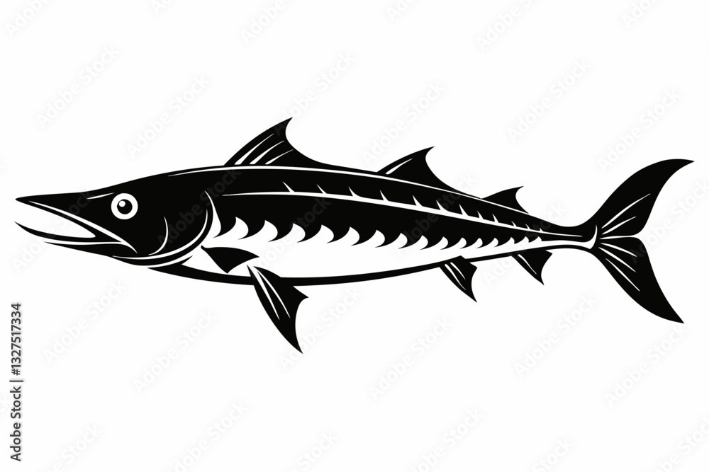 Fototapeta premium barracuda line art silhouette vector illustration