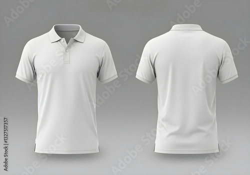 Blank white t-shirt mockup template with front and back isolated on transparent background.