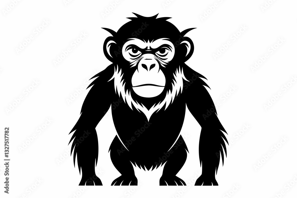 Fototapeta premium chimpanzee line art silhouette vector illustration