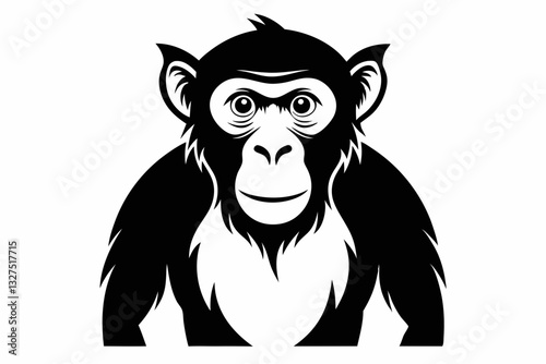 chimpanzee line art silhouette vector illustration