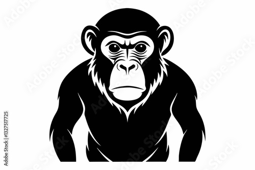 chimpanzee line art silhouette vector illustration