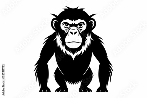 chimpanzee line art silhouette vector illustration