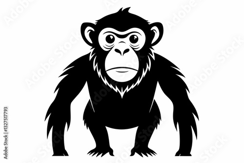 chimpanzee line art silhouette vector illustration