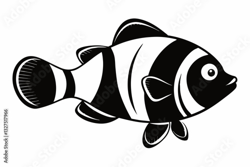 coral fish line art silhouette vector illustration