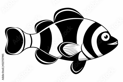 coral fish line art silhouette vector illustration