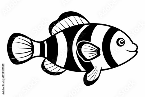 coral fish line art silhouette vector illustration