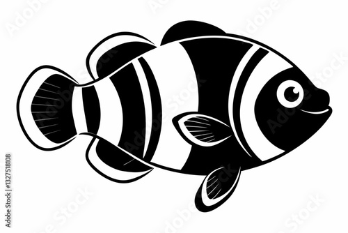 coral fish line art silhouette vector illustration