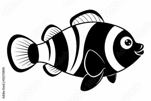 coral fish line art silhouette vector illustration