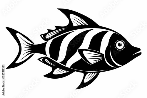 coral fish line art silhouette vector illustration