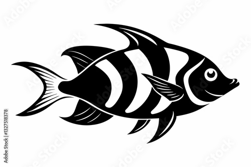 coral fish line art silhouette vector illustration