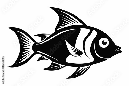 coral fish line art silhouette vector illustration