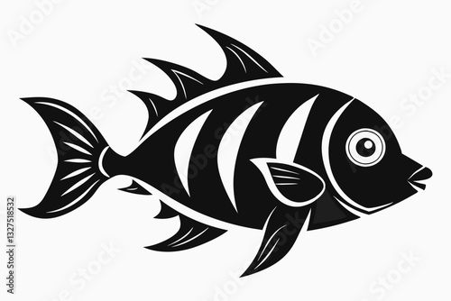 coral fish line art silhouette vector illustration