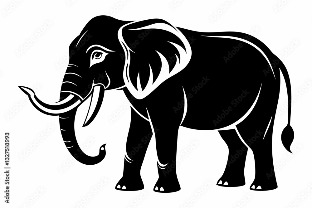 Obraz premium elephant line art silhouette vector illustration