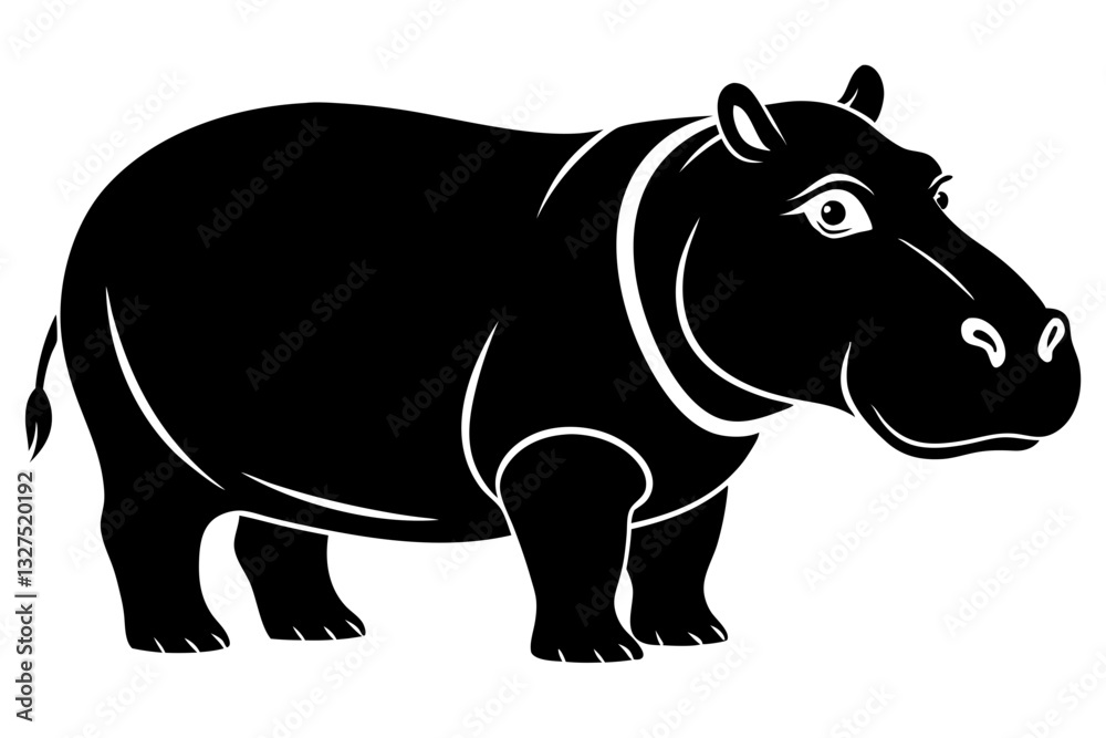 Obraz premium hippopotamus line art silhouette vector illustration