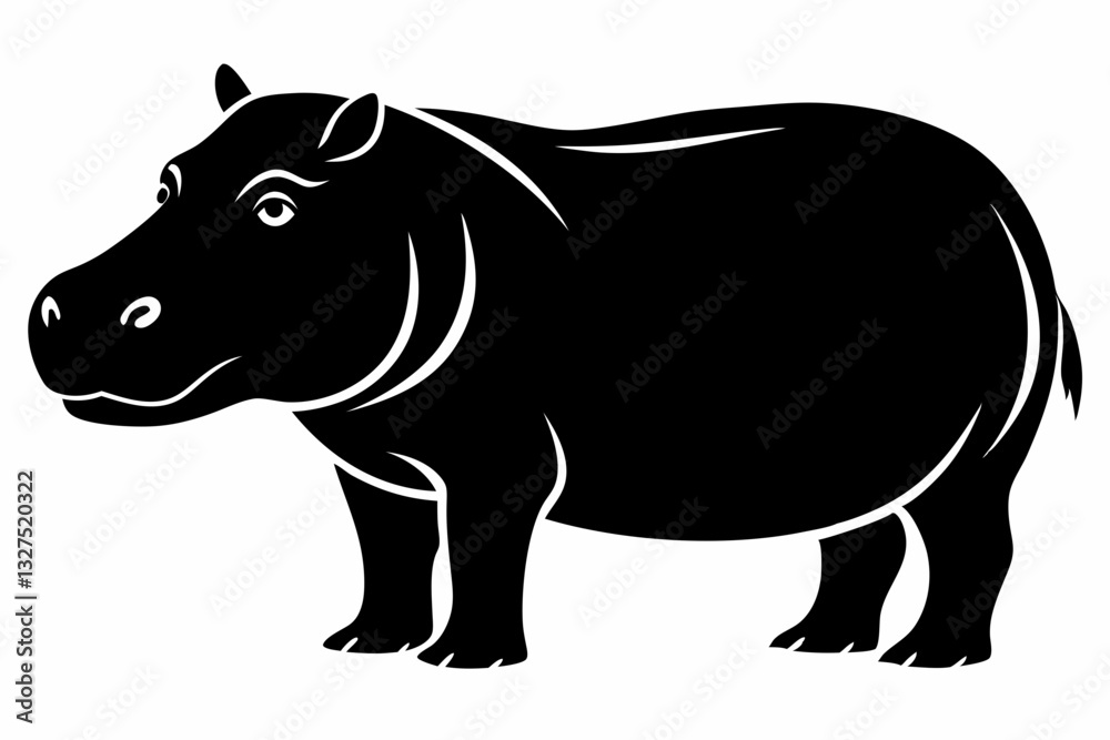 Fototapeta premium hippopotamus line art silhouette vector illustration