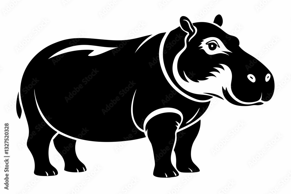 Fototapeta premium hippopotamus line art silhouette vector illustration