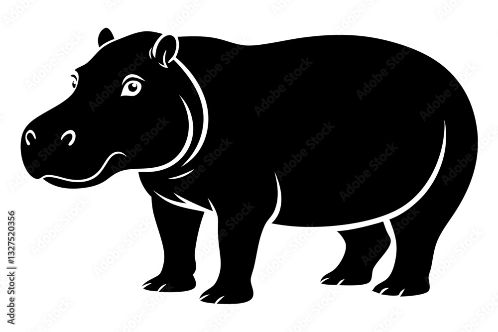 Fototapeta premium hippopotamus line art silhouette vector illustration