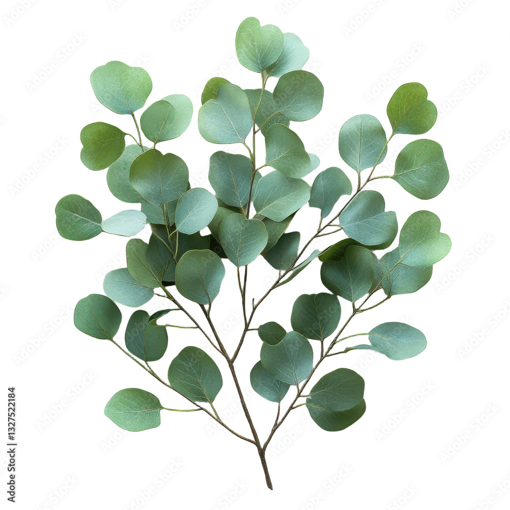 Lush green eucalyptus branch botanical greenery natural foliage isolated transparent background Lush green eucalyptus branch botanical greenery natural foliage isolated transparent background