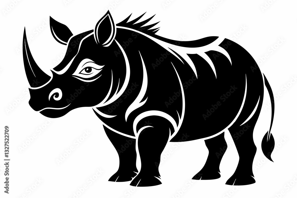 Fototapeta premium rhinoceros line art silhouette vector illustration