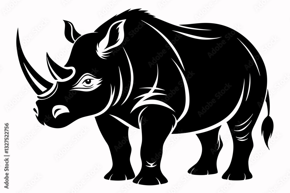 rhinoceros line art silhouette vector illustration rhinoceros line art silhouette vector illustration