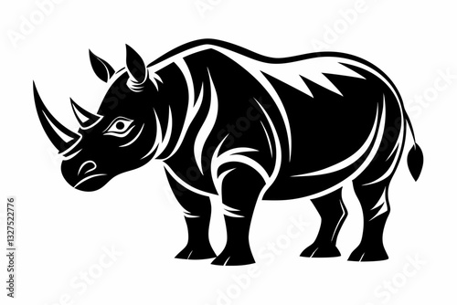 rhinoceros line art silhouette vector illustration