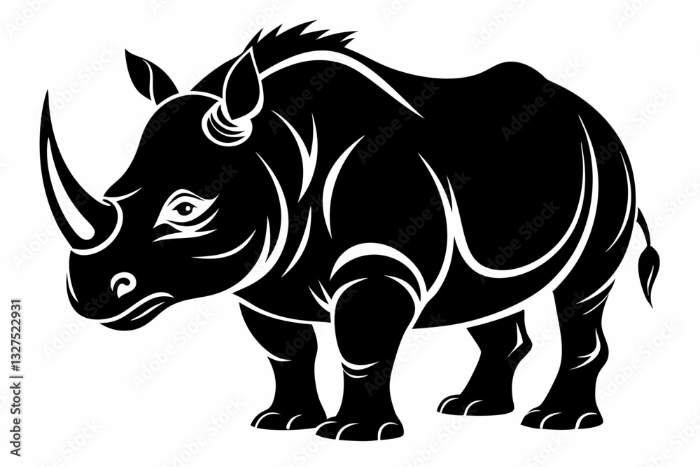 rhinoceros line art silhouette vector illustration rhinoceros line art silhouette vector illustration