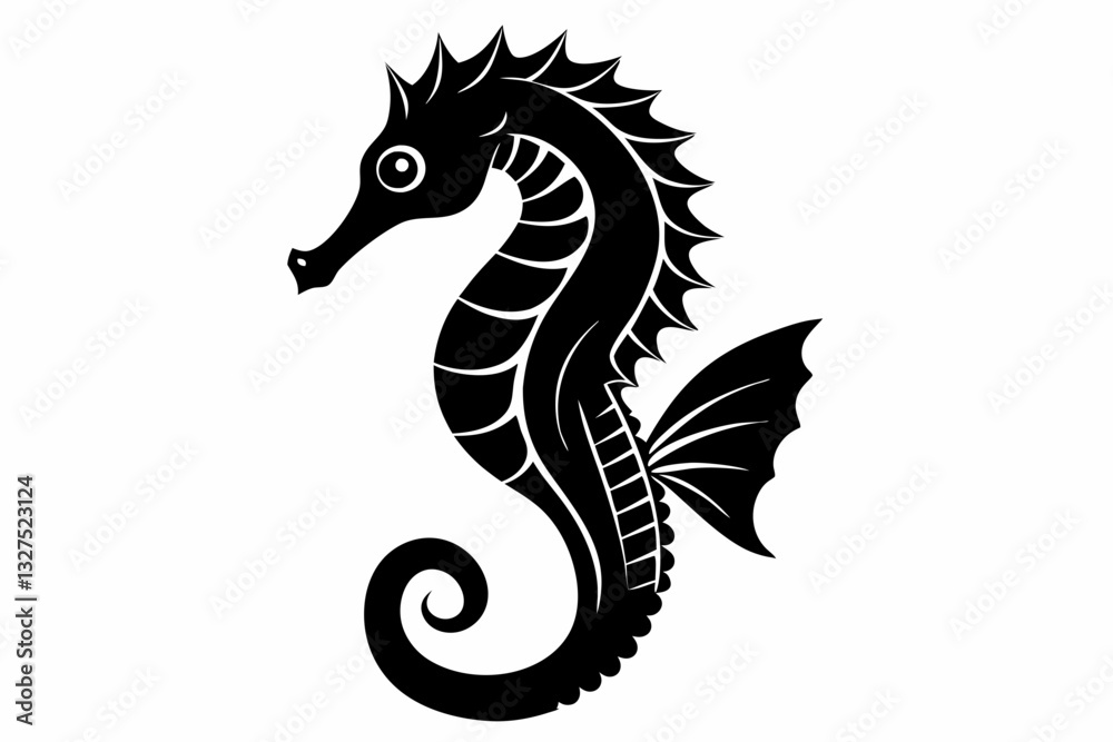 Fototapeta premium seahorse line art silhouette vector illustration