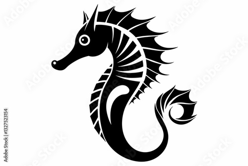 seahorse line art silhouette vector illustration