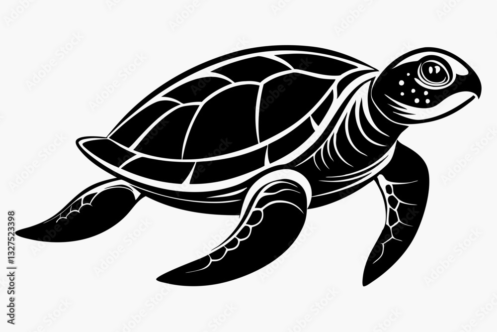 Fototapeta premium sea turtle line art silhouette vector illustration 