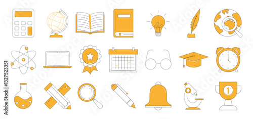 Set of school supplies icons_01