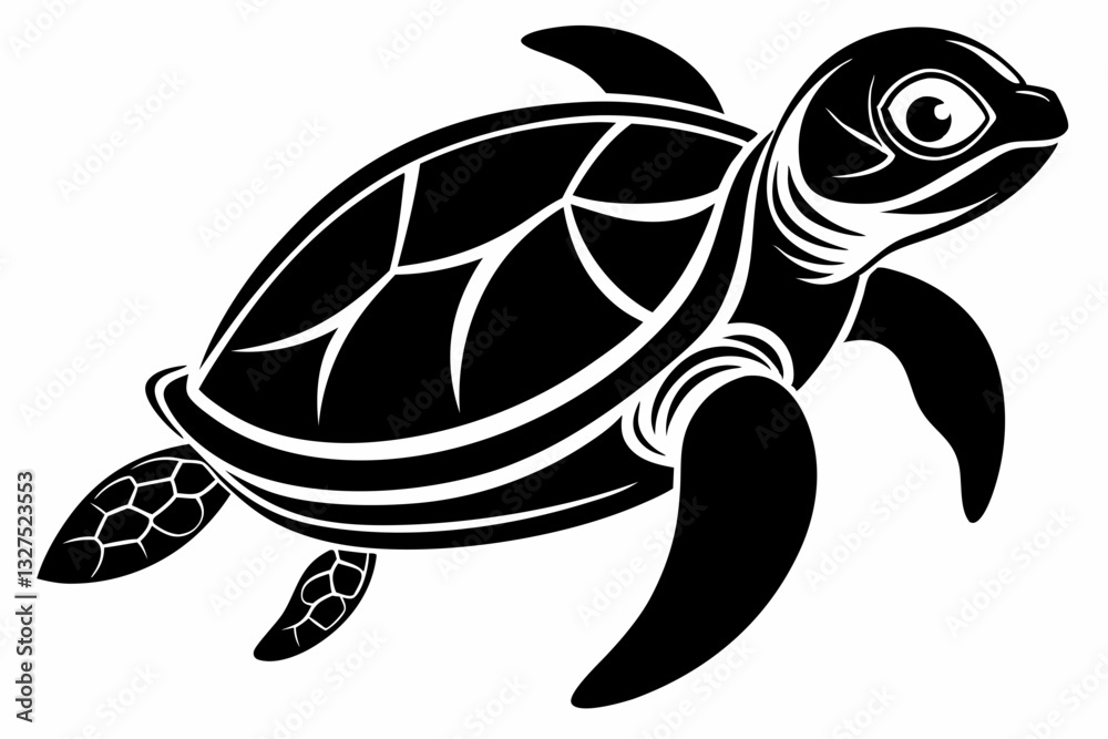 Fototapeta premium sea turtle line art silhouette vector illustration 