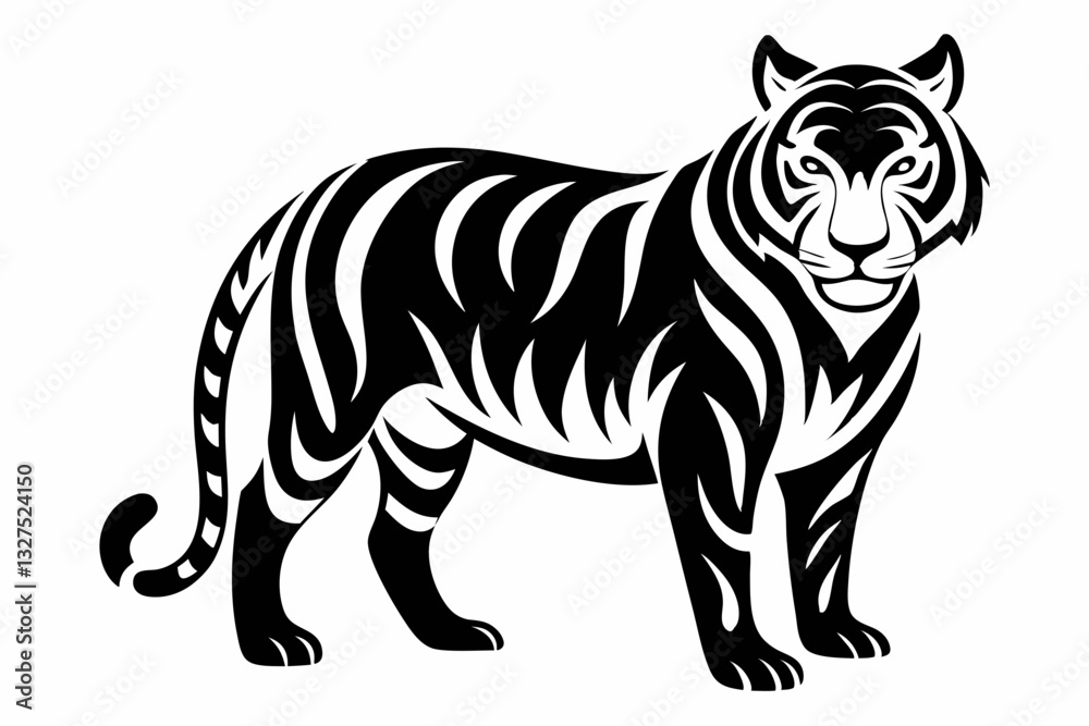 Obraz premium tiger line art silhouette vector illustration 