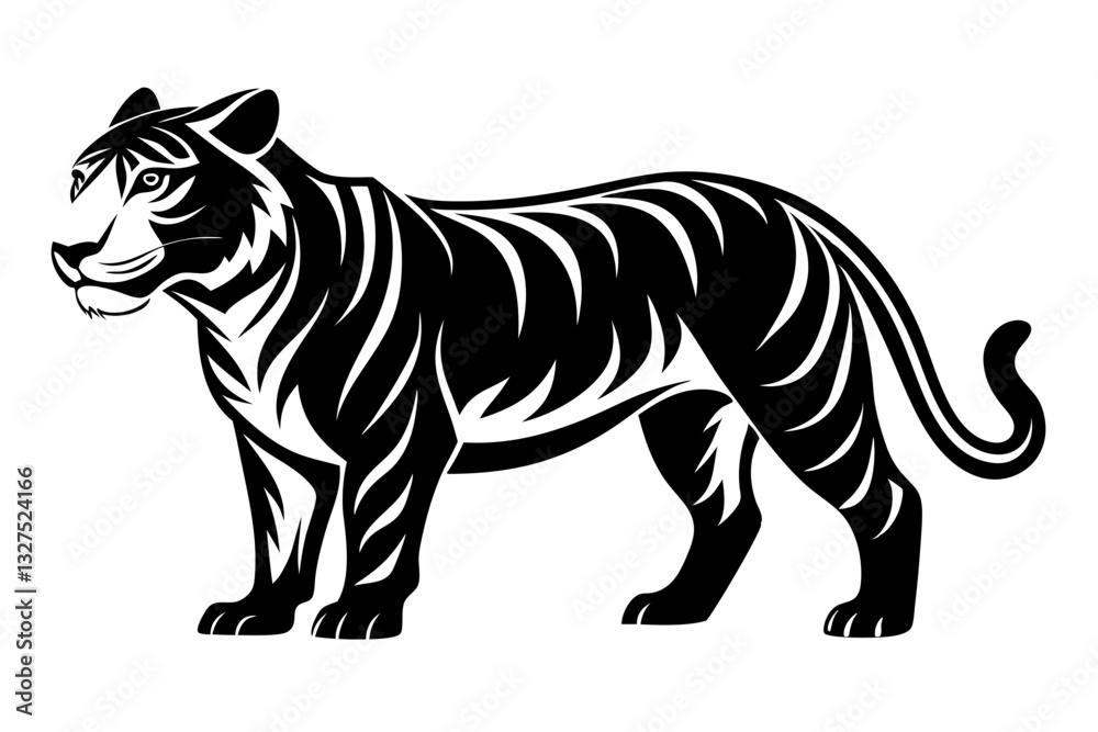 Obraz premium tiger line art silhouette vector illustration 