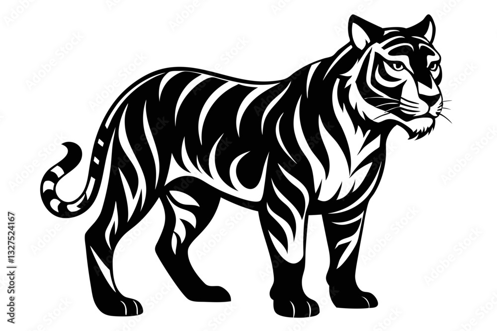 Obraz premium tiger line art silhouette vector illustration 