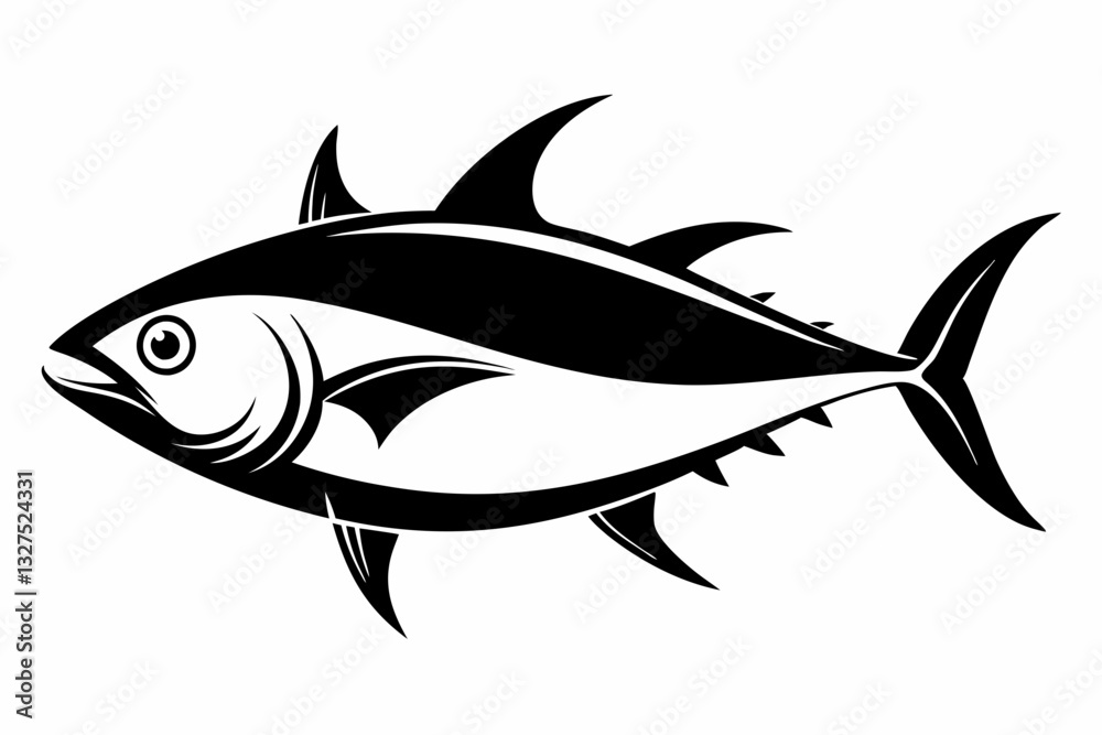 tuna fish line art silhouette vector illustration tuna fish line art silhouette vector illustration
