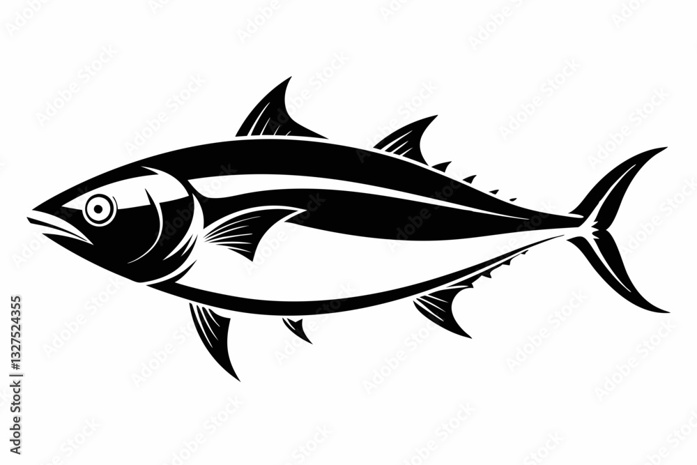 tuna fish line art silhouette vector illustration tuna fish line art silhouette vector illustration