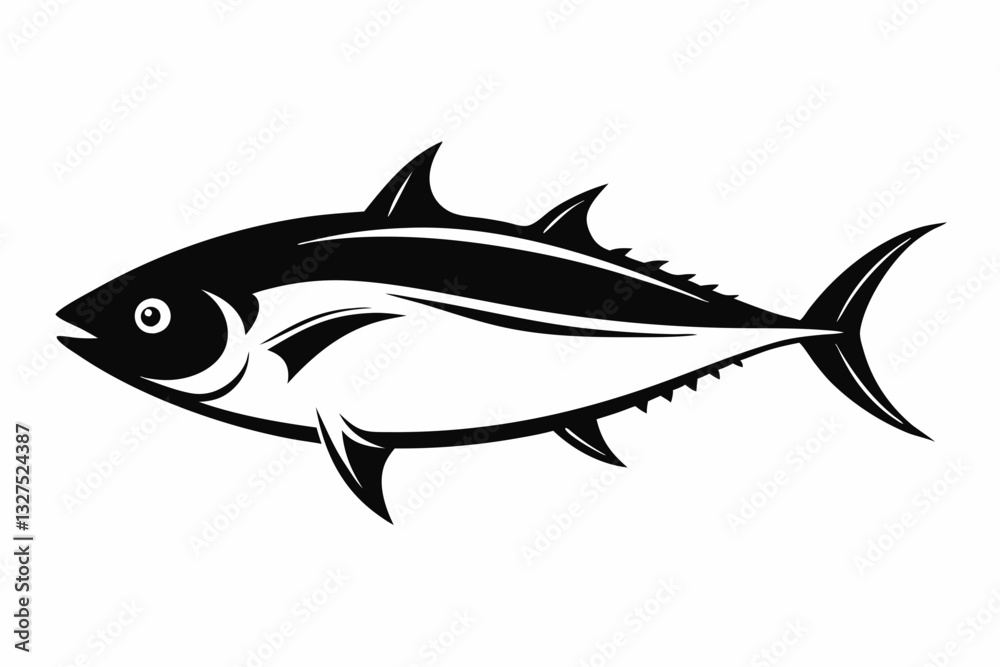 Obraz premium tuna fish line art silhouette vector illustration 