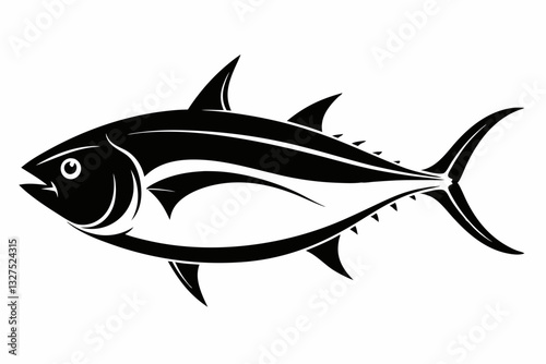 tuna fish line art silhouette vector illustration	