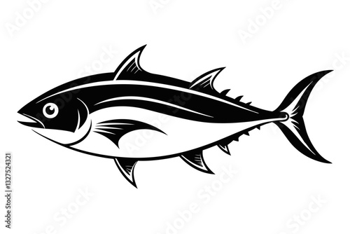 tuna fish line art silhouette vector illustration	