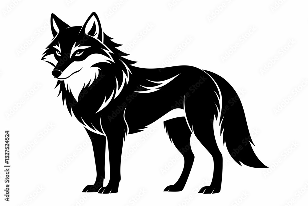 Obraz premium wolf line art silhouette vector illustration 
