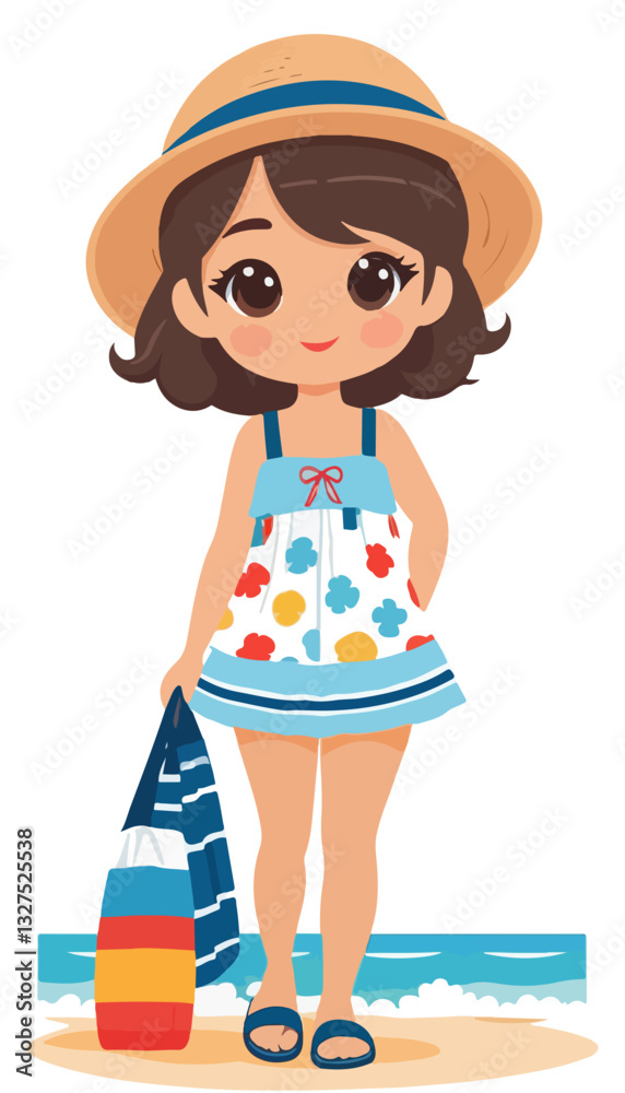 Beachwear Girl Vector Illustration on Transparent Background Beachwear Girl Vector Illustration on Transparent Background