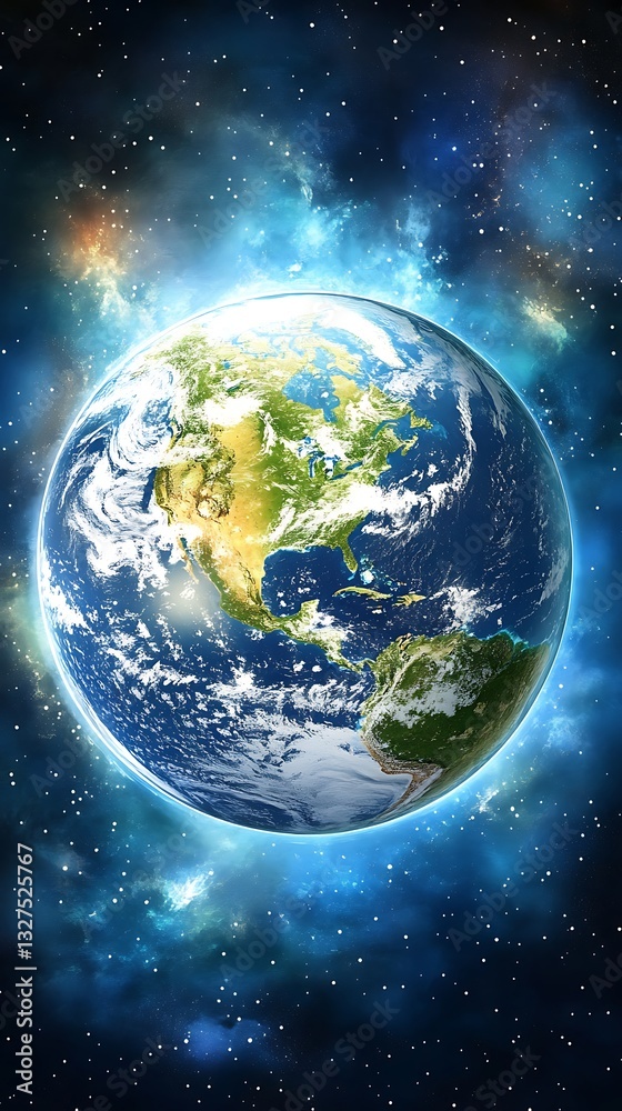 Fototapeta premium Planet Earth in galaxy, science fiction, background