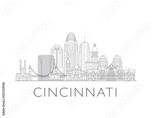 Cincinnati, Ohio skyline cityscape vector illustration