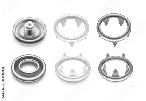 set of metal buttons hardware