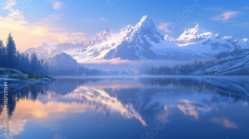 Wallpaper Mural Calm Lake Reflecting Enchanted Sky and Mountains Torontodigital.ca