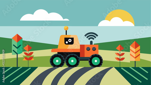 The latest soil tilling robots are equipped with autonomous navigation path planning and selfcharging capabilities making them a truly handsfree technology for farmers.. Vector illustration