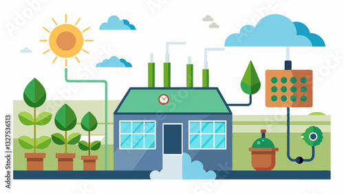 The temperature control system can also be integrated with other smart technologies such as irrigation systems and nutrient management to create a fully automated and efficient. Vector illustration