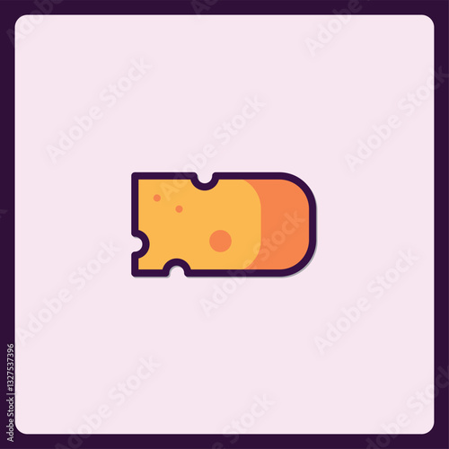 Stylized Cheese Slice Icon with Rounded Corners and Retro Color Palette