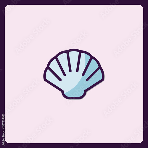 Minimalist seashell icon with pastel shades and clean design elements