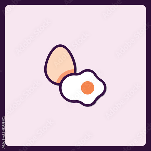 Minimalist Egg Icon Illustration: Fresh Breakfast Concept with Clean Lines